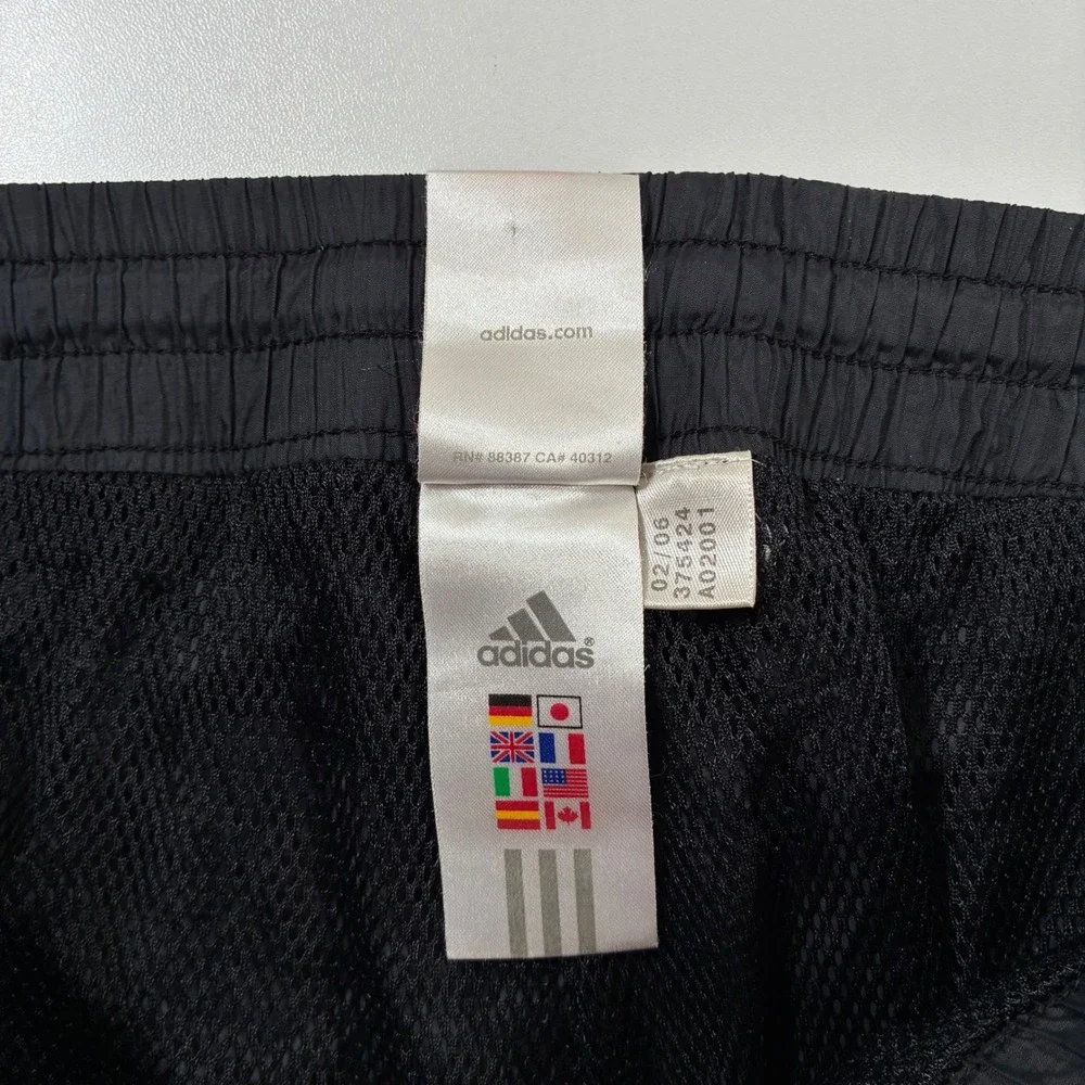 Vintage Adidas Track Pants XL Black 3-Stripe Mesh Lined Windbreaker 90s Y2K